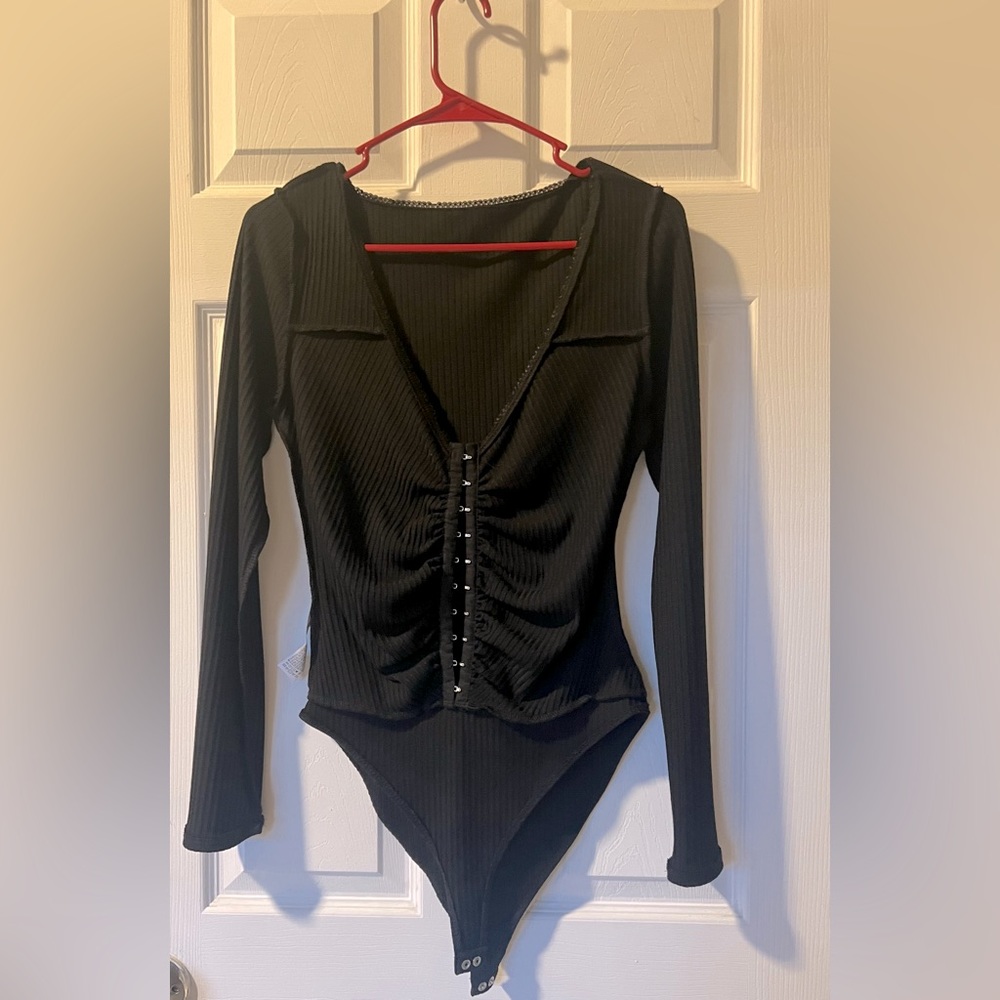 Black long sleeve body suit